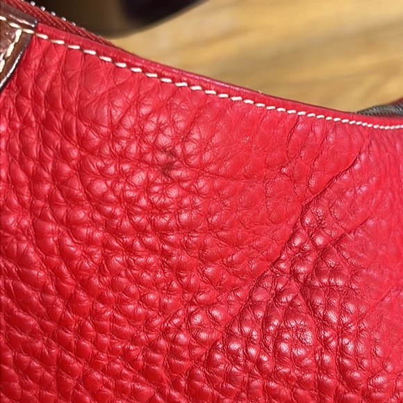 Dooney & Bourke Red with Brown Leather Strap Boho Bag - Picture 5 of 11